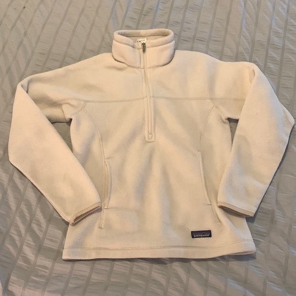 Patagonia Tops - patagonia synchilla quarter zip white fleece sweatshirt size small